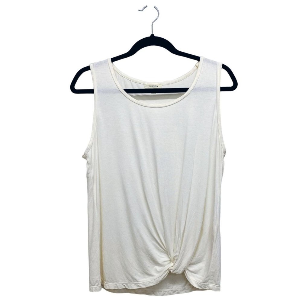 Max Studio Cream Colored Wrap Front Sleeveless Tank Blouse Size SMALL Soft silky